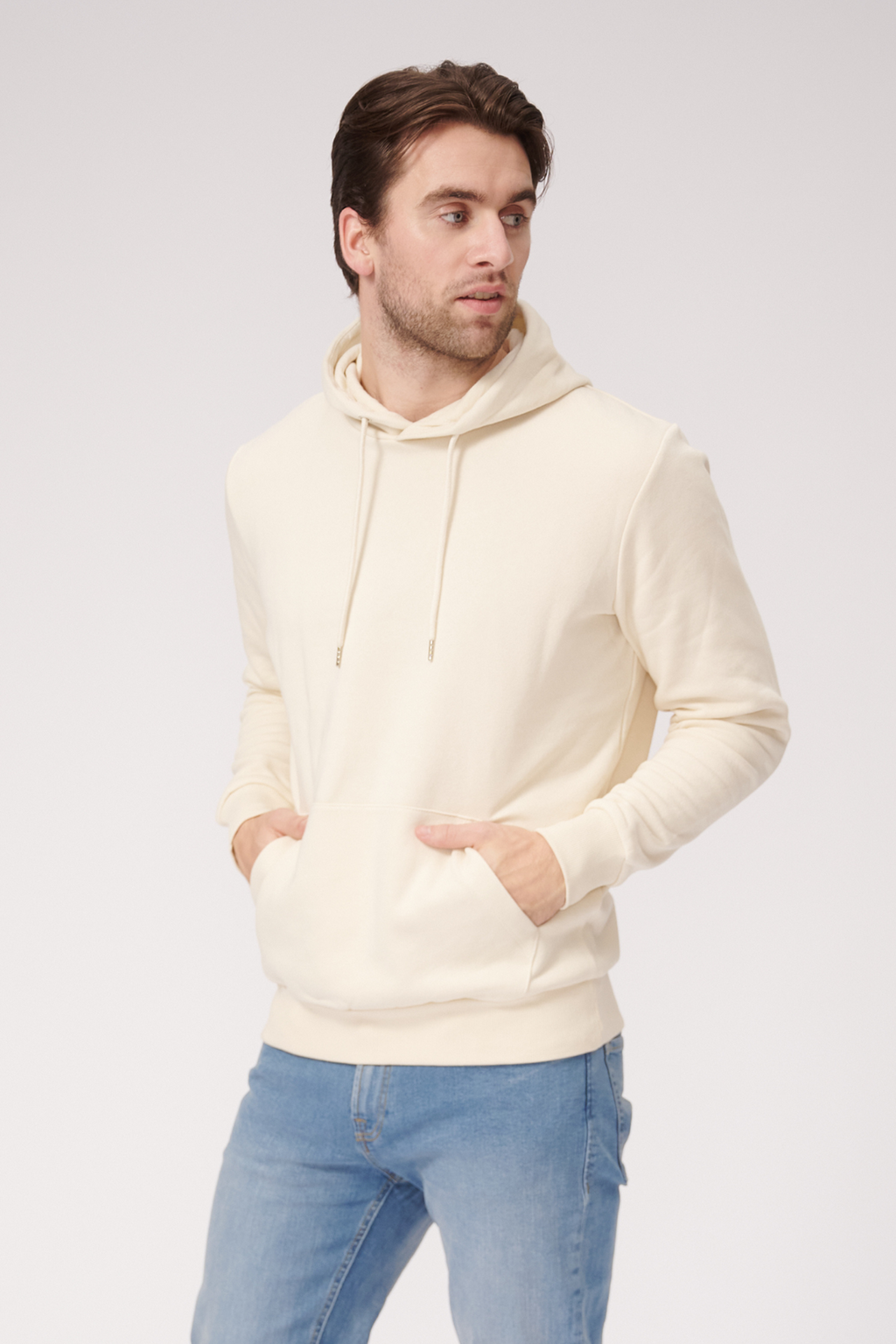 Basic Hoodie Sweat - Leicht Beige