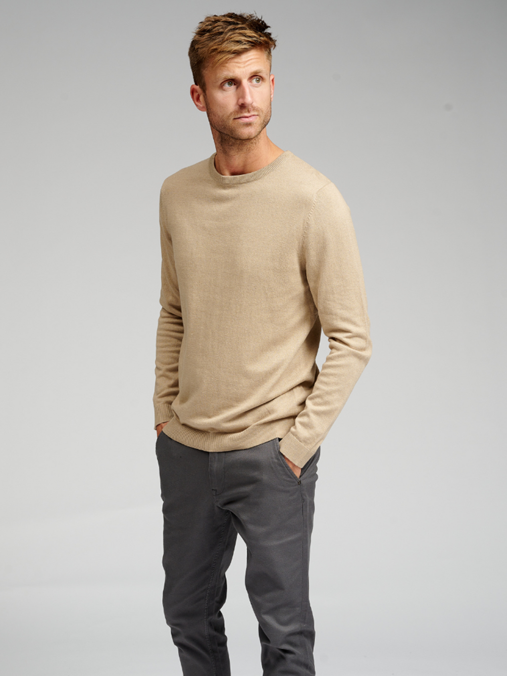 Basic Strick Crewneck - Beige