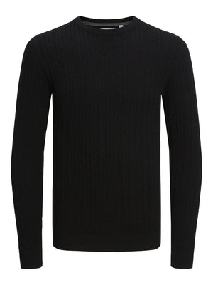 Cable -Strick -Crewneck - Schwarz