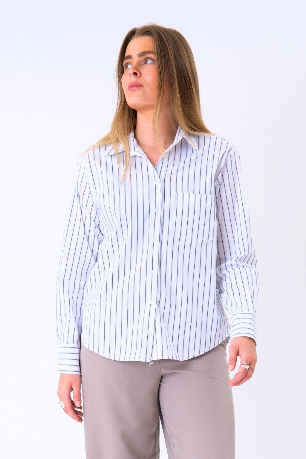 Gestreiftes Thalia-Hemd – Weiß