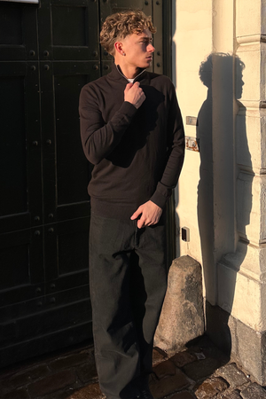 Pullover halb Reißverschluss - Schwarz