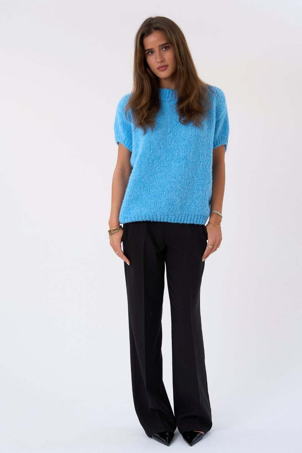 Chloe Kurzarmstrick – Hellblau