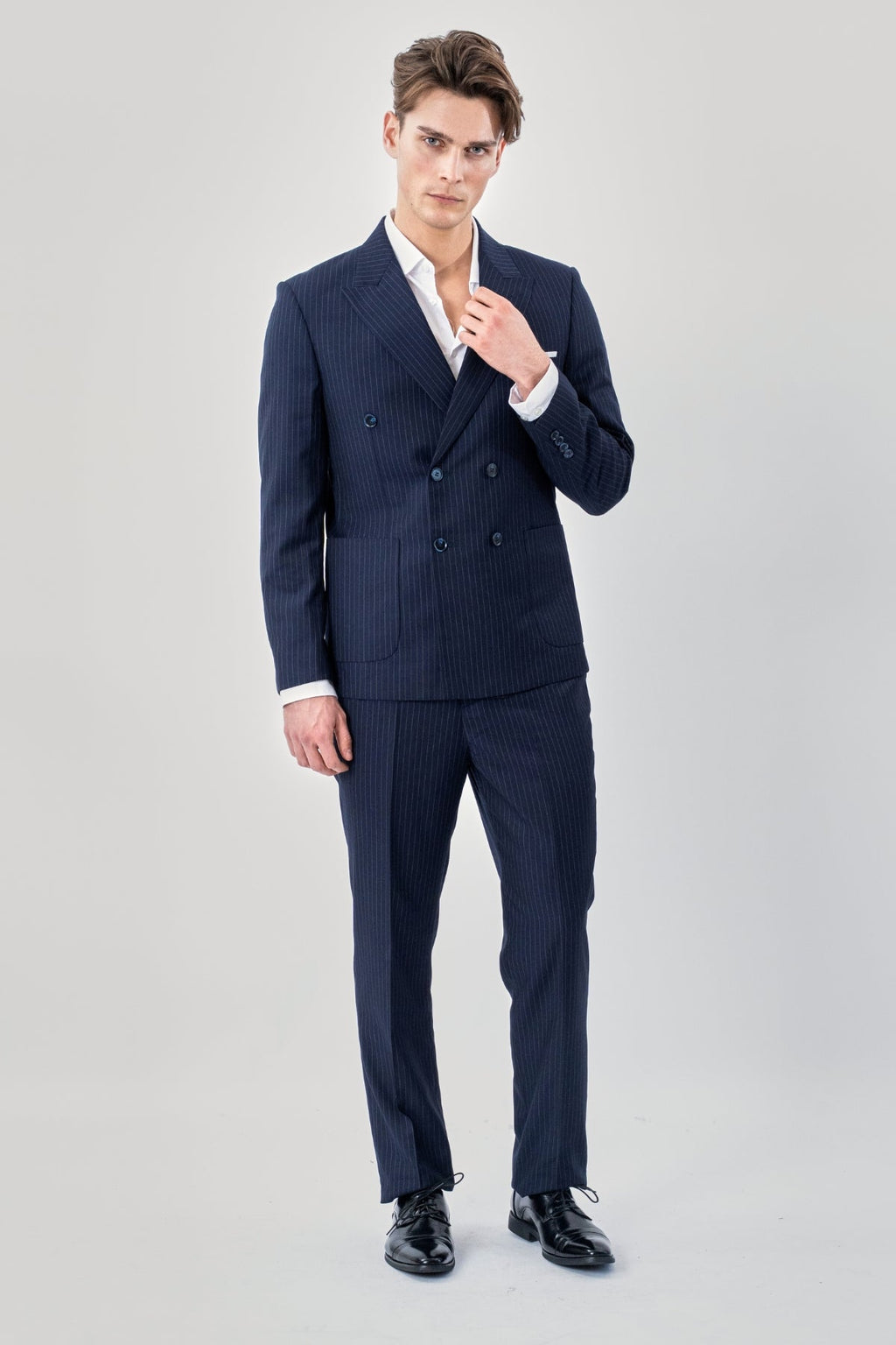 Klassisch Pants - Marineblauer Nadelstreifen
