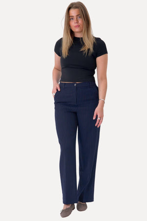Klassischer Anzug Pants - Navy Nadelstreifen