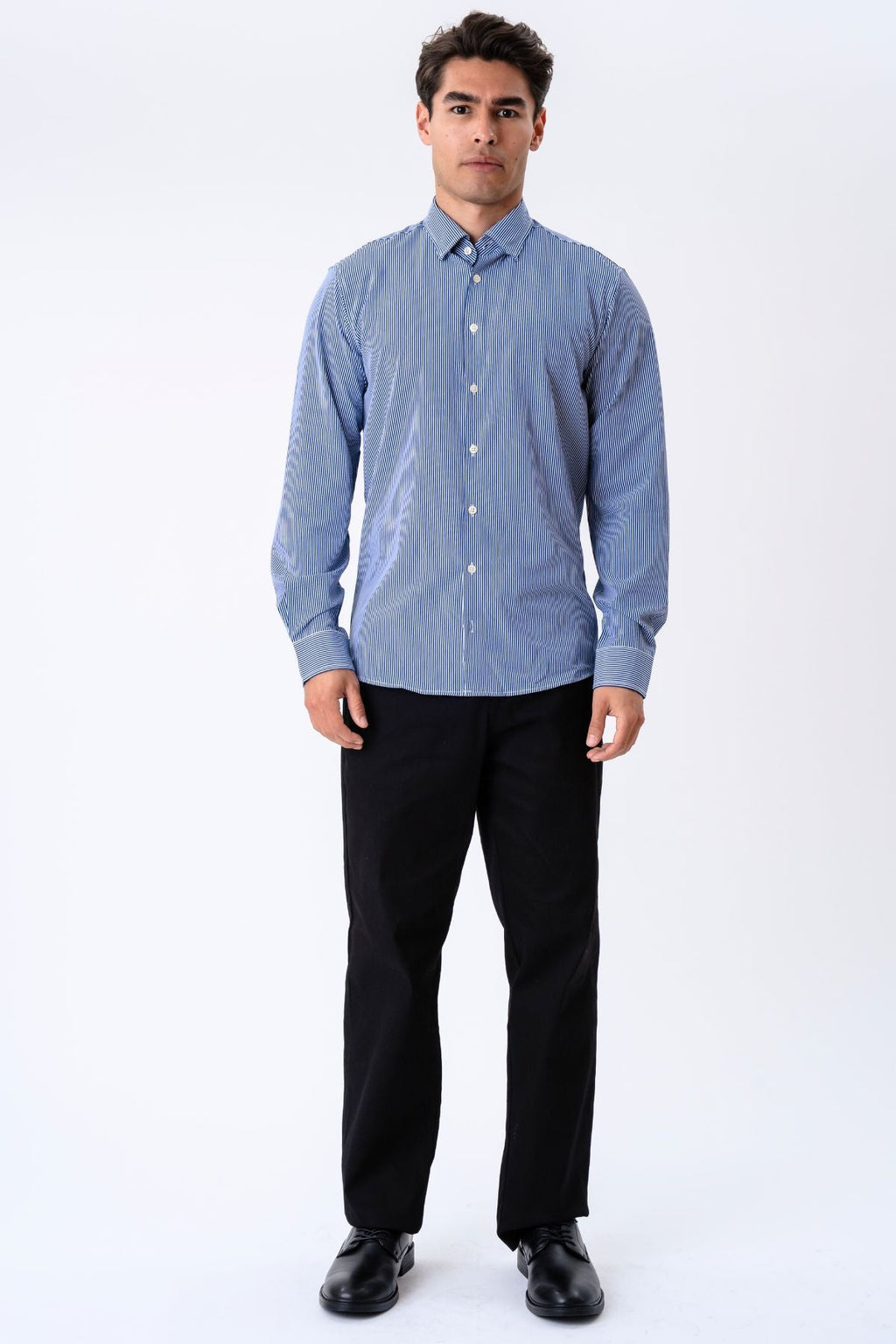 The Original Premium Performance Hemd – Weiß/Marineblau
