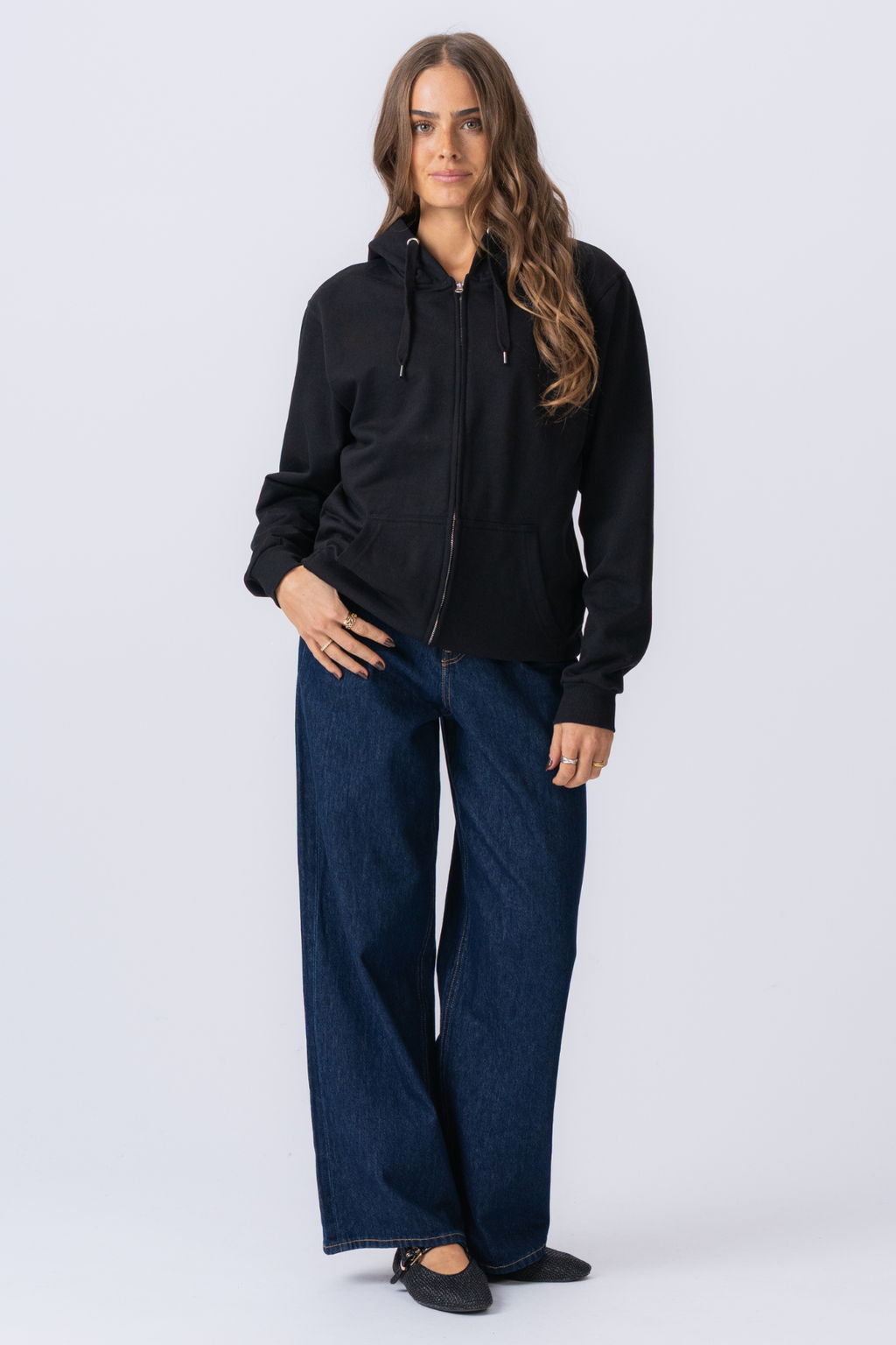 Basic Zip Hoodie - Schwarz