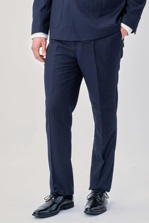Klassisch Pants - Marineblauer Nadelstreifen
