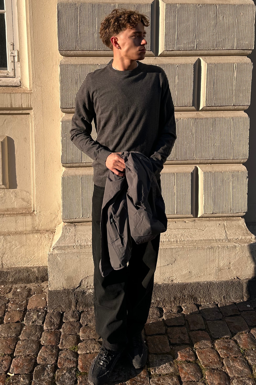 Pullover Roundneck - Holzkohle Melange