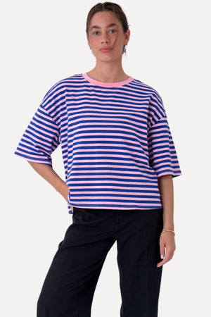 Zoe T-Shirt – Blau/Hellrosa
