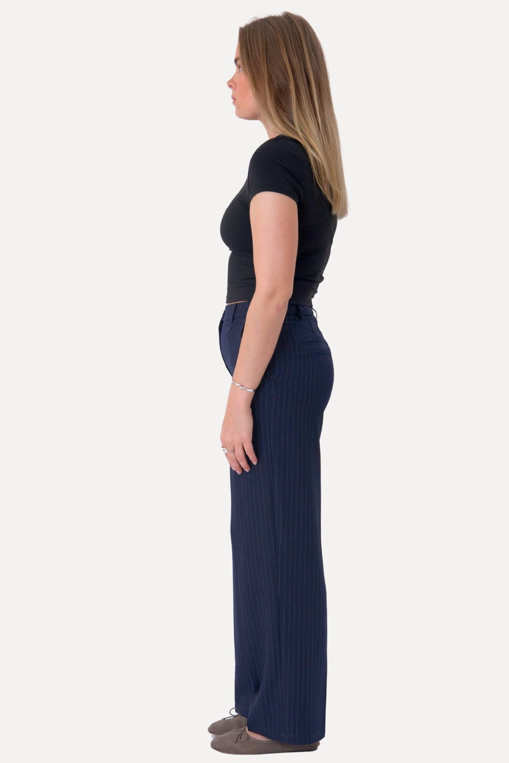 Klassischer Anzug Pants - Navy Nadelstreifen