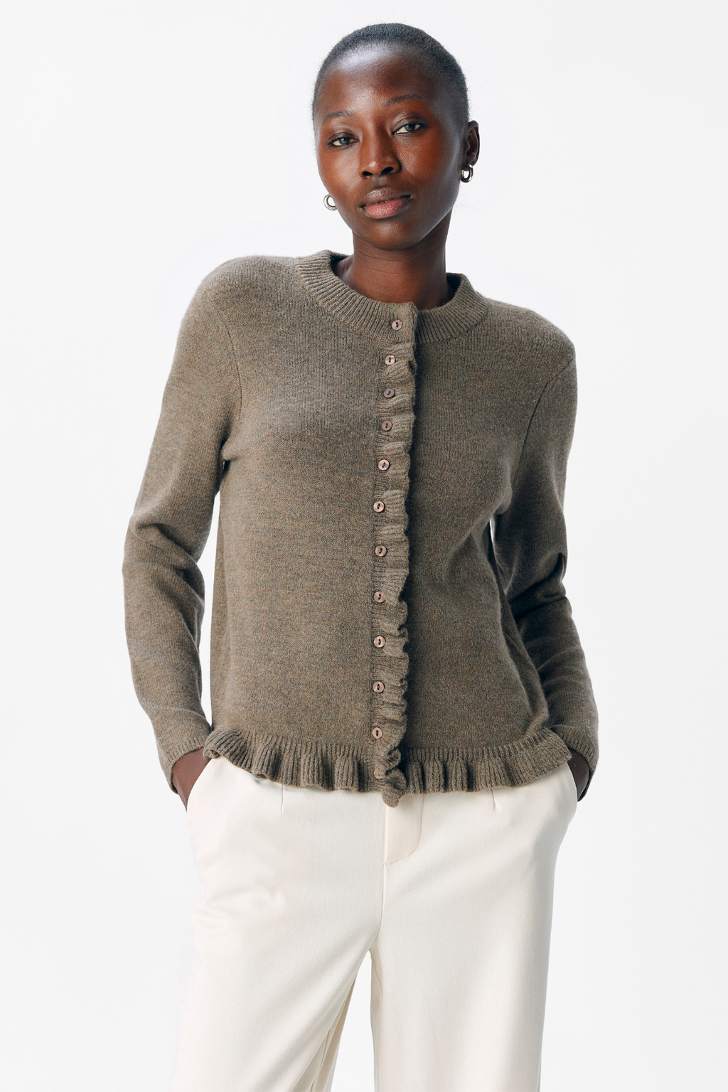 Elva Strick -Strickjacke - Morel Melange