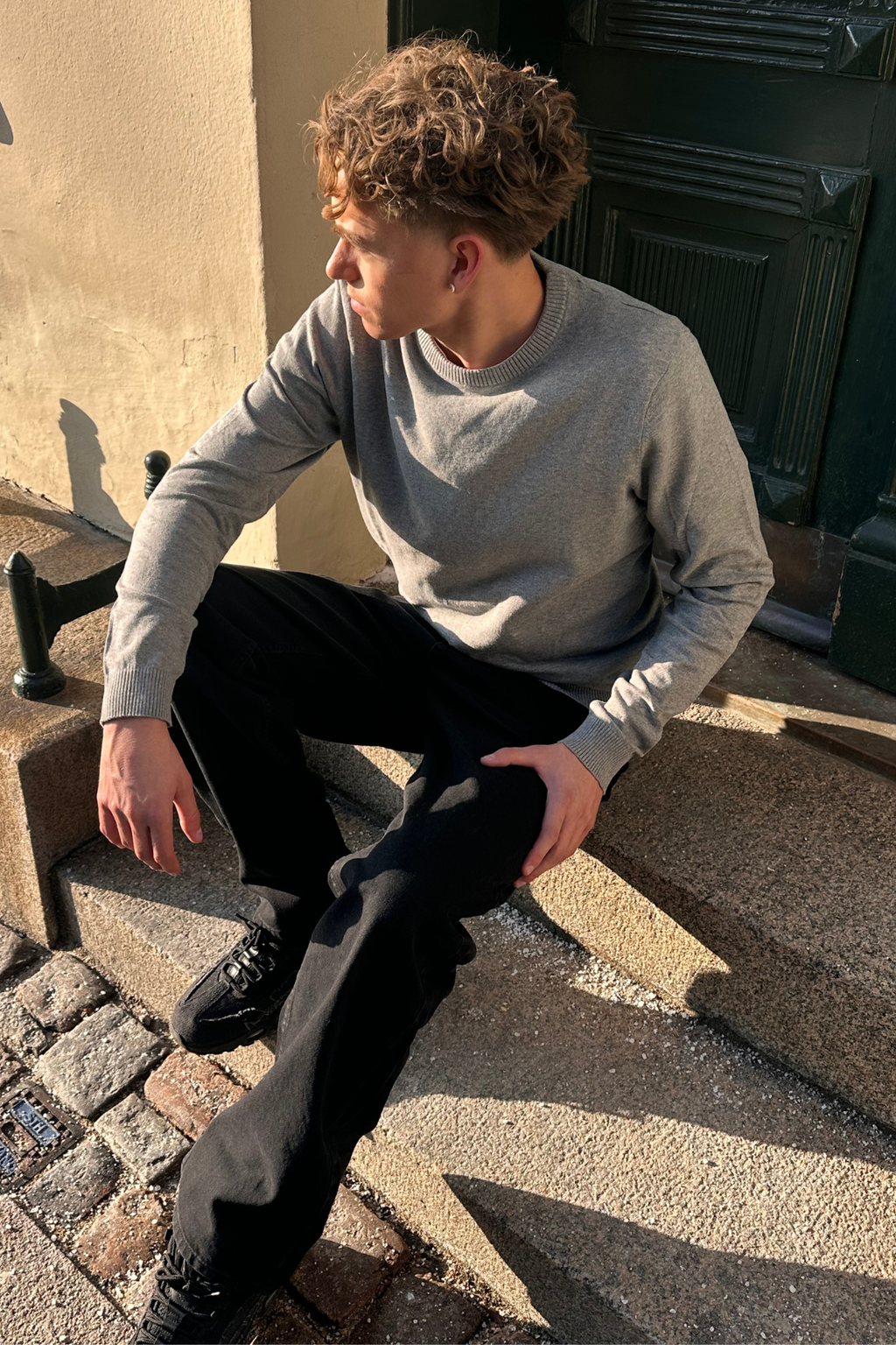 Pullover Roundneck - graue Melange