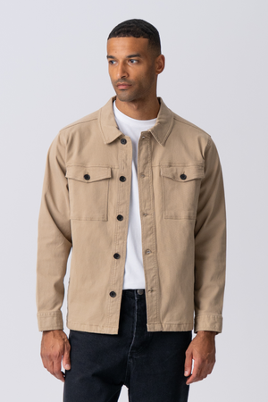Twill Overshirt - dunkler Sand