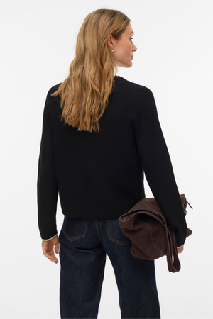 Goldfarbener Kontrast-Cardigan mit V-Ausschnitt - Schwarz W. Birke