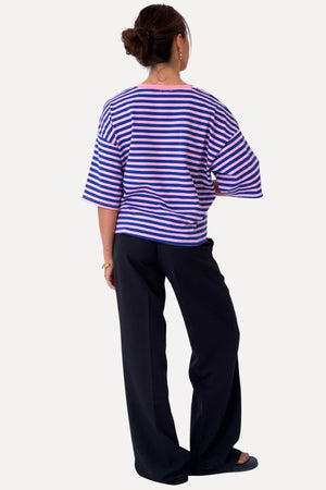 Zoe T-Shirt – Blau/Hellrosa