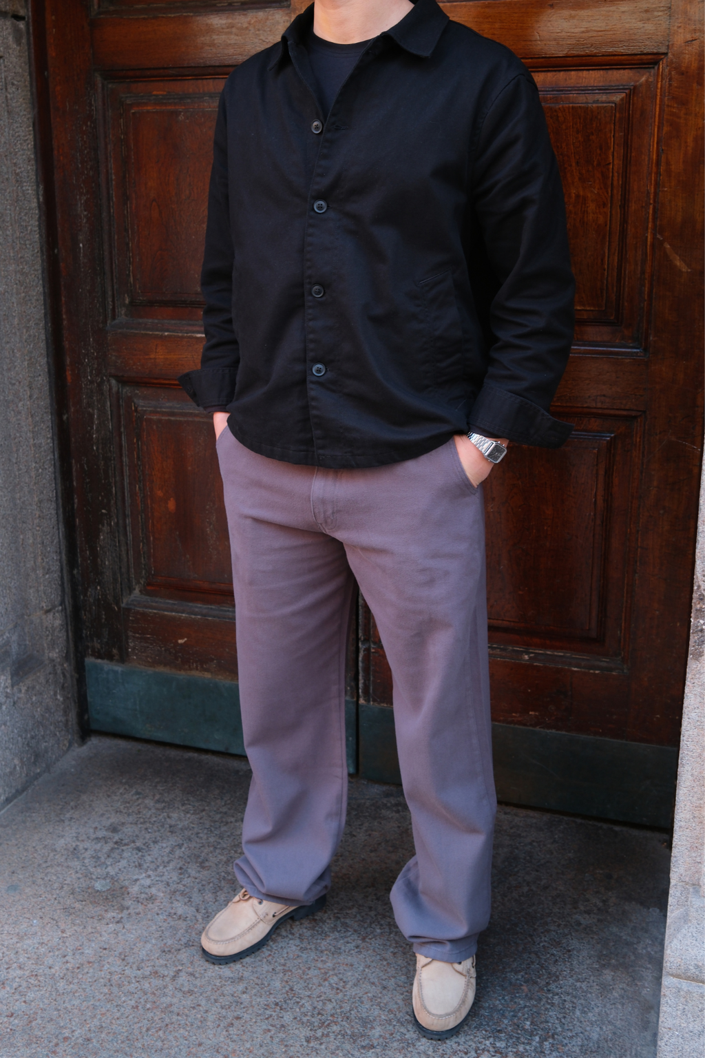 Gerade geschnittene Baumwoll-Chino – Grau