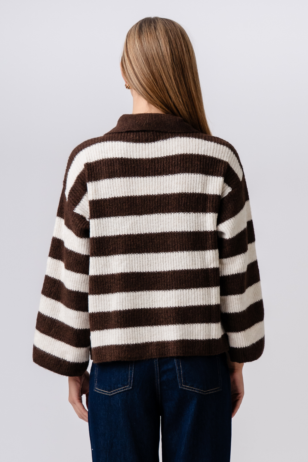 Josie Polo Knit – Braun/Gebrochenes Weiß