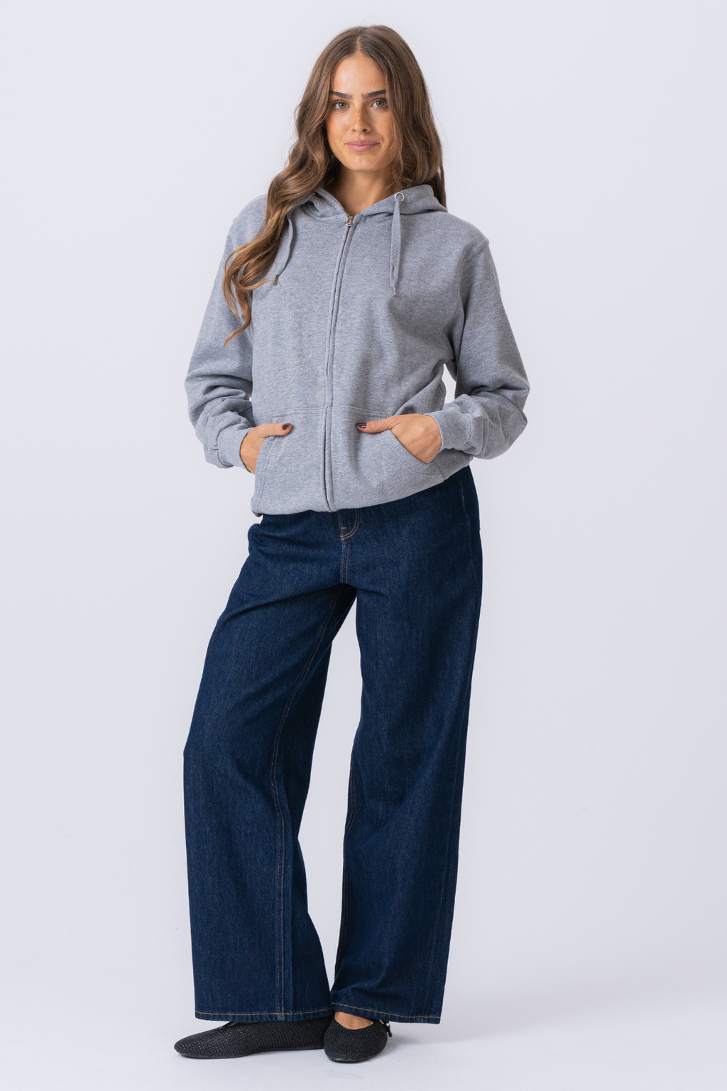 Basic Zip Hoodie - grau