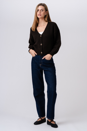 Strickjacke mit V-Ausschnitt – Braun