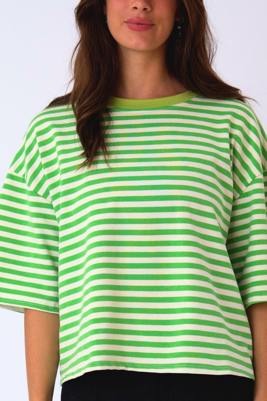 Zoe T-Shirt – Grün/Weiß