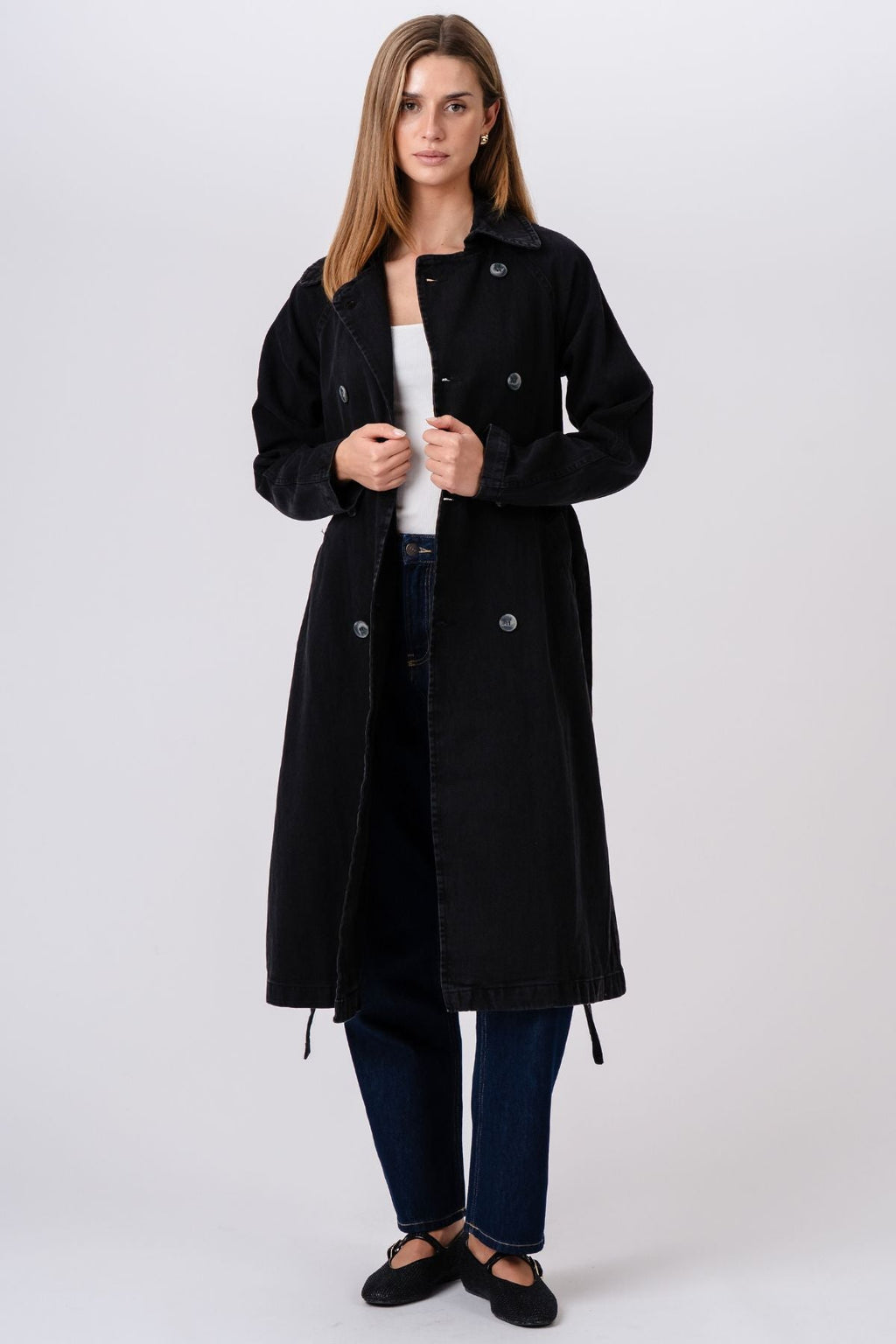 Denim Trenchcoat - dunkelblau