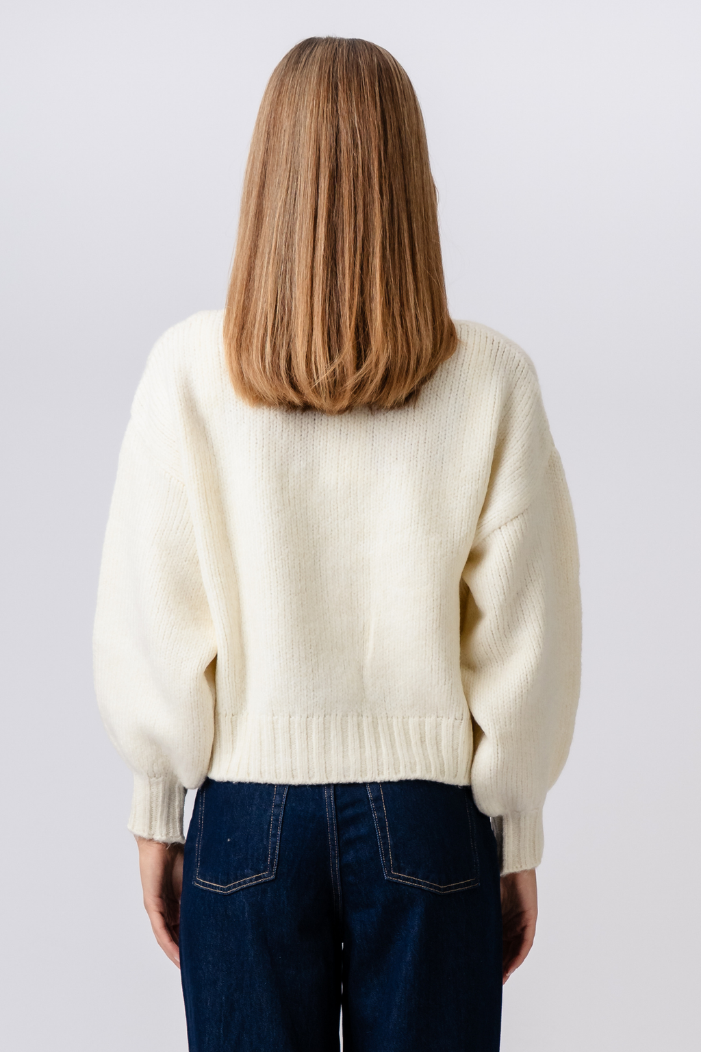 Strickjacke mit V-Ausschnitt – Ecru