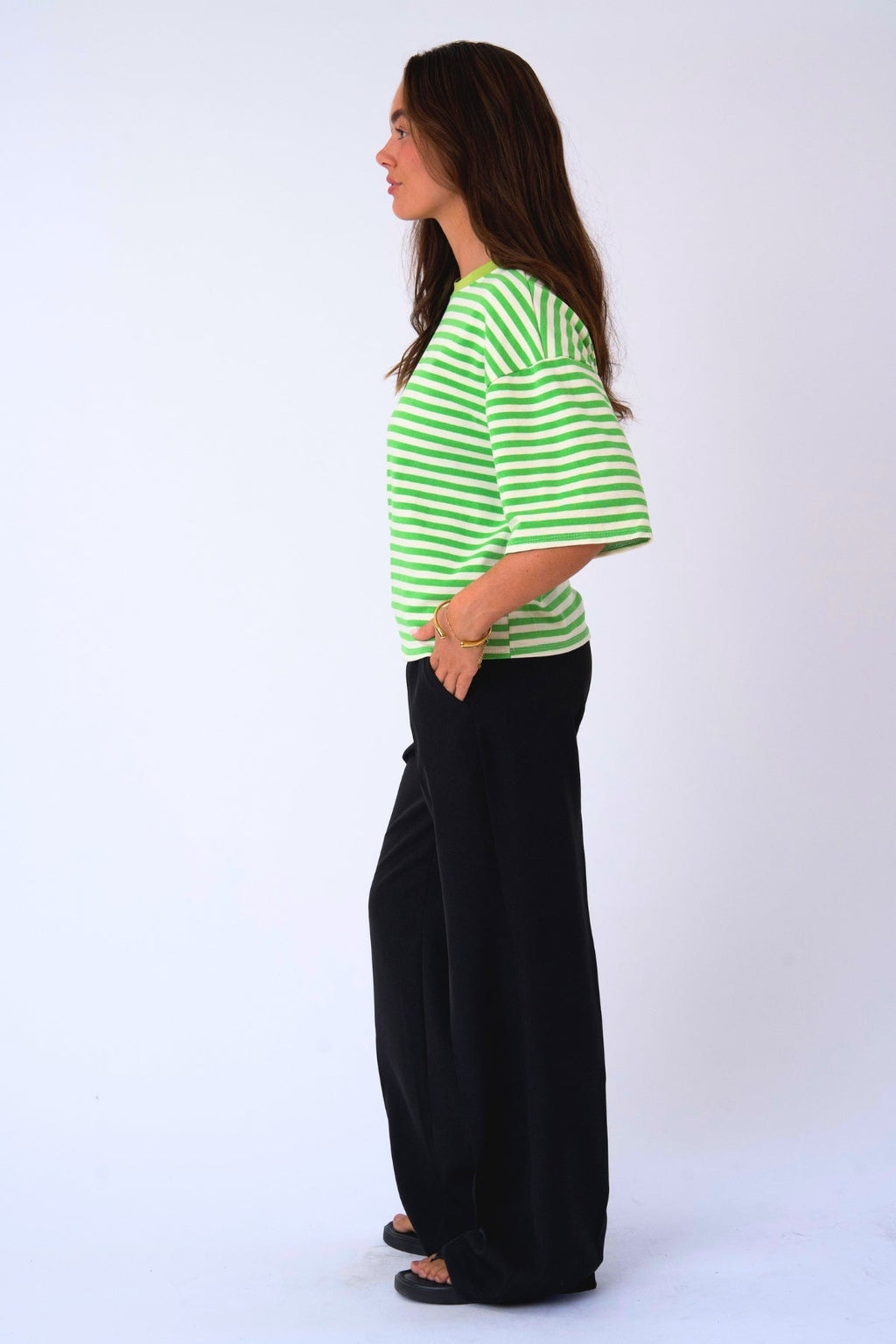 Zoe T-Shirt – Grün/Weiß