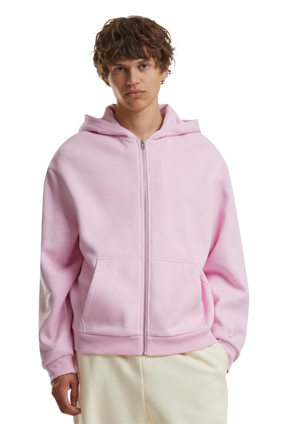Alltags Reißverschluss Hoodie - weiches Rosa