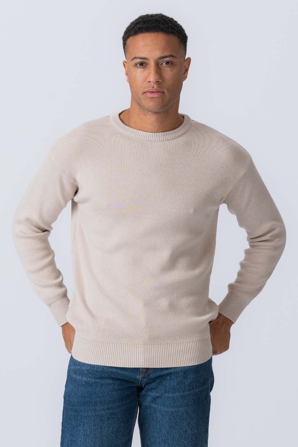 Crewneck -Strickpullover - leichtes Beige