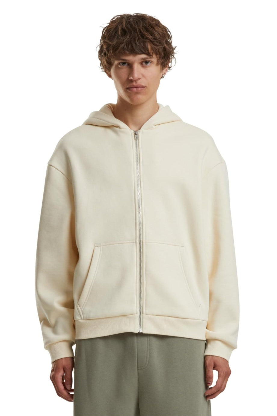 Alltags Reißverschluss Hoodie - Weißer Sand