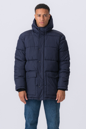 Lange Pufferjacke - Marine