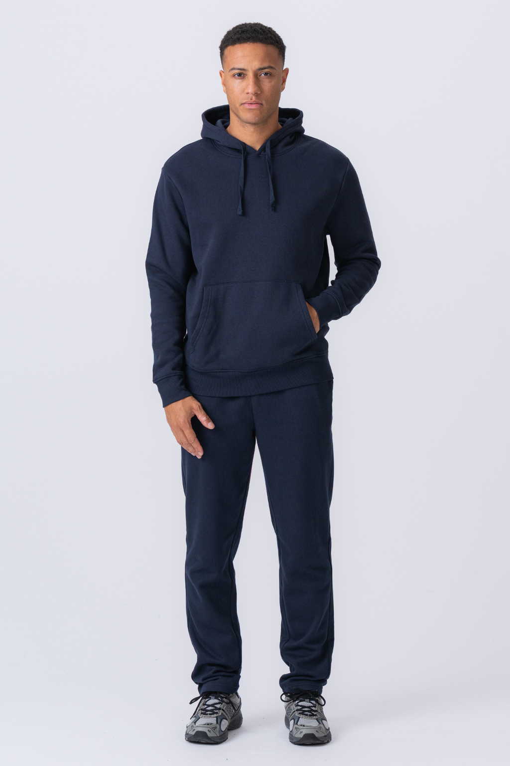 Essential Kapuzen-Sweatset – Marineblau