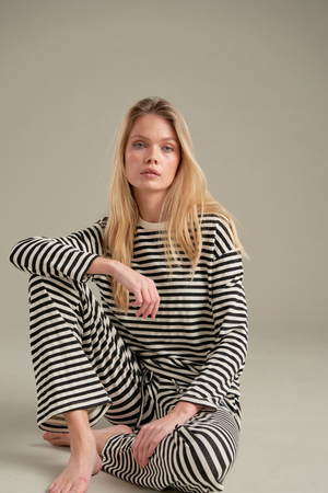 Gestreiftes Hemd - Schwarz