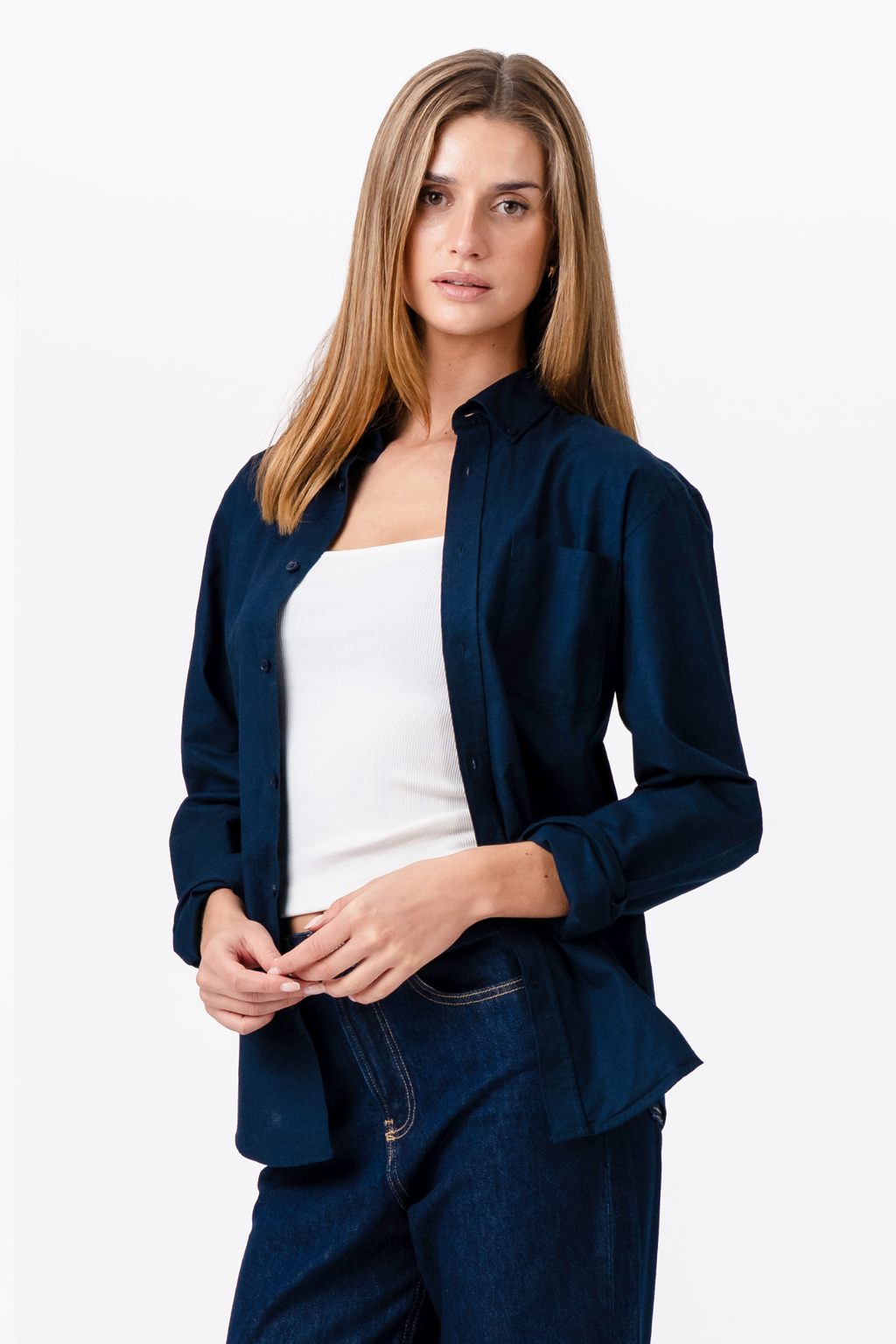 Boyfriend-Oxford-Hemd – Marineblau