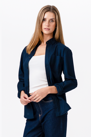 Boyfriend-Oxford-Hemd – Marineblau