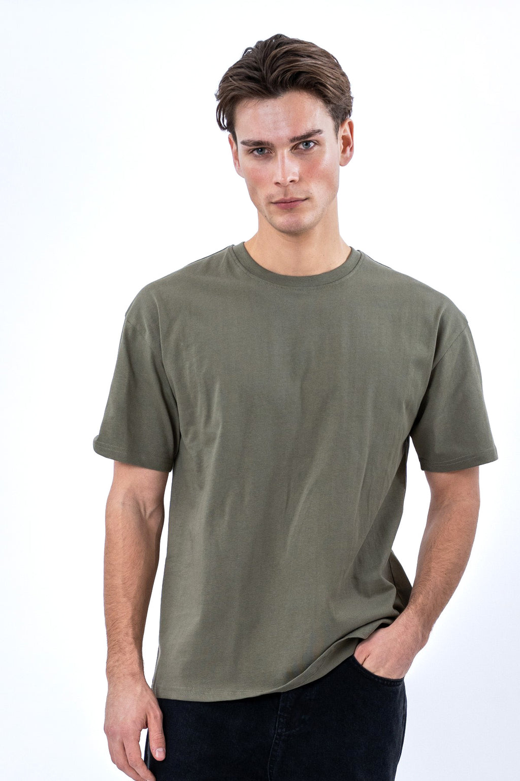 Kastenförmiges T-Shirt – Oliv