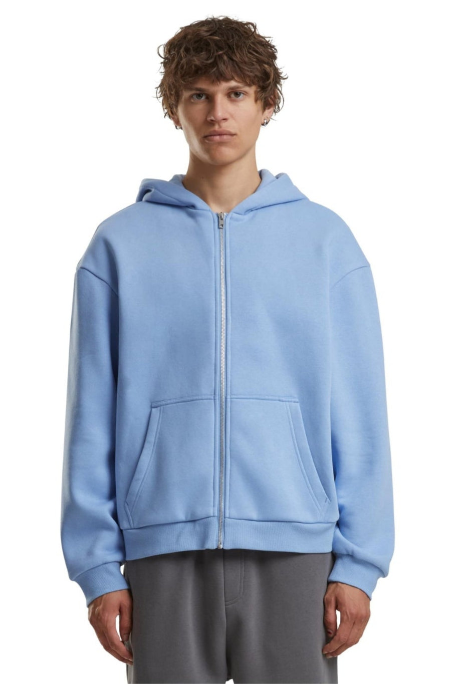 Alltags Reißverschluss Hoodie - Puderblau