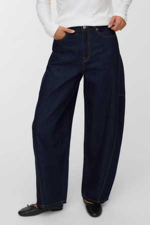 Kaitlin Wide Barrel Jeans – Dunkelblauer Denim