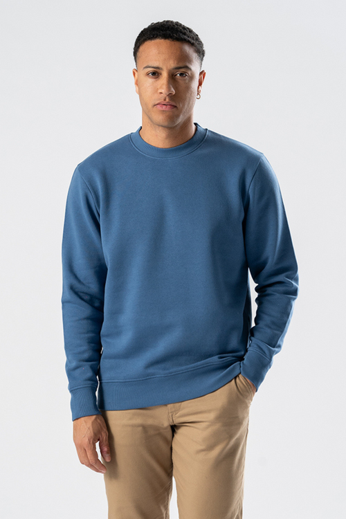 Sweatshirt mit Rundhalsausschnitt - Staubig Blau