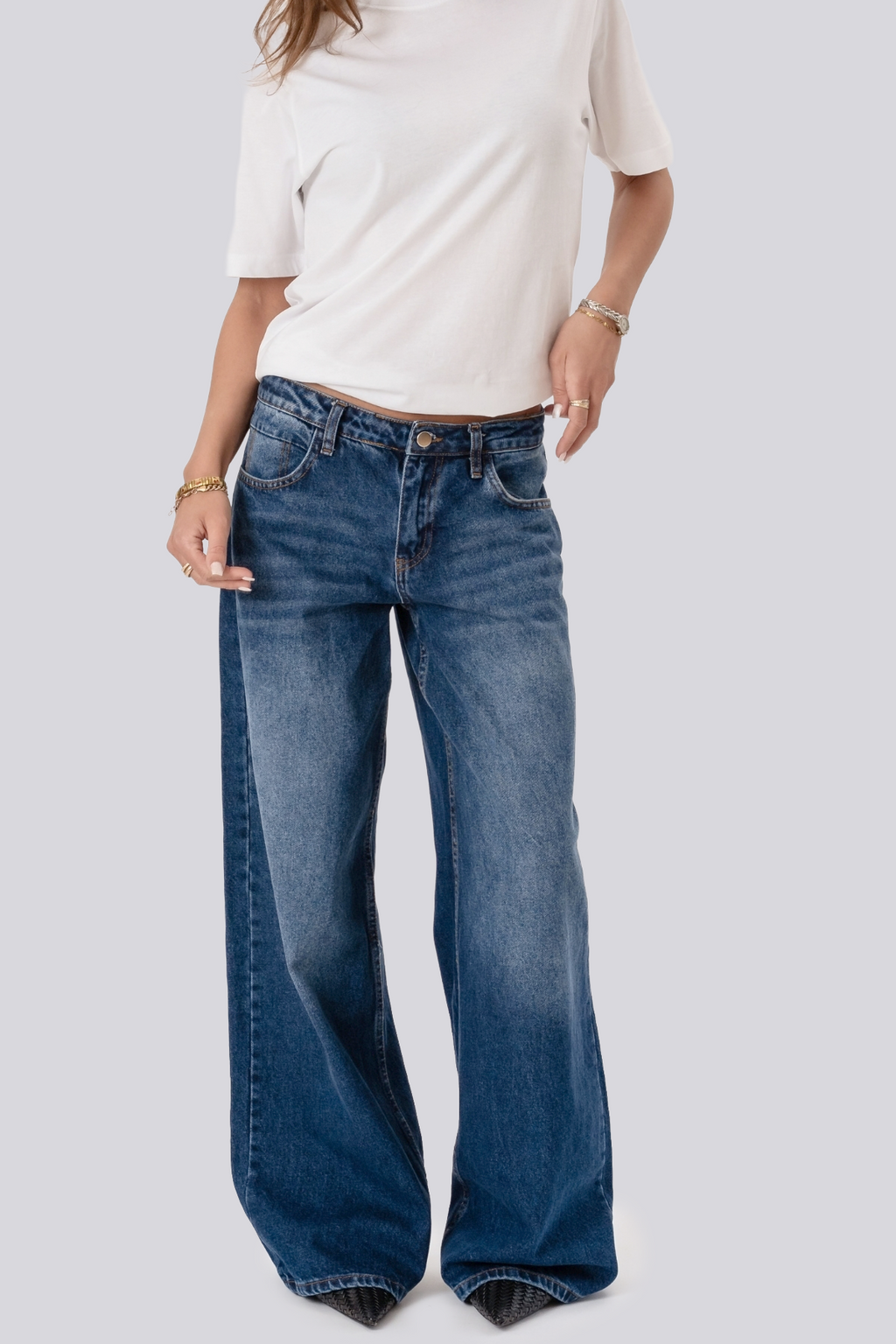 Serena Baggy Jeans – Mittelblau