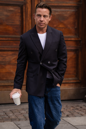 Premium Double Breasted Blazer - Schwarz