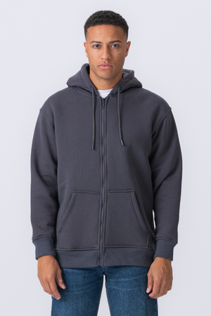 Entspannter Zip -Hoodie - Dunkelgrau
