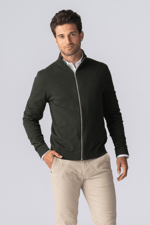 Pullover Zip Strickjacke - Armee