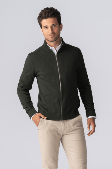 Pullover Zip Strickjacke - Armee