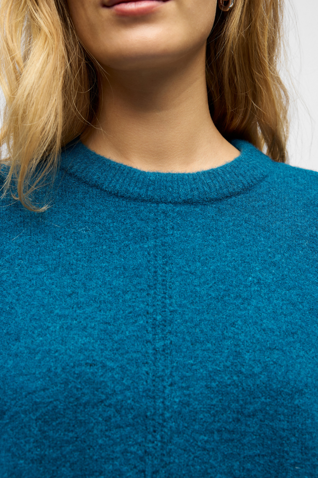 Juno O -Neck Strick - Legionblau Melange