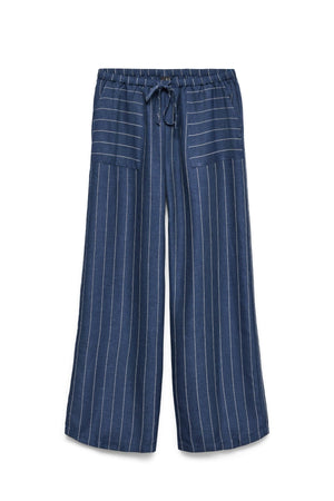 Odette WideTrousers – Dunkler Denim / Weiß