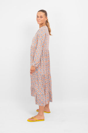 Julia blühendes Kleid - blau