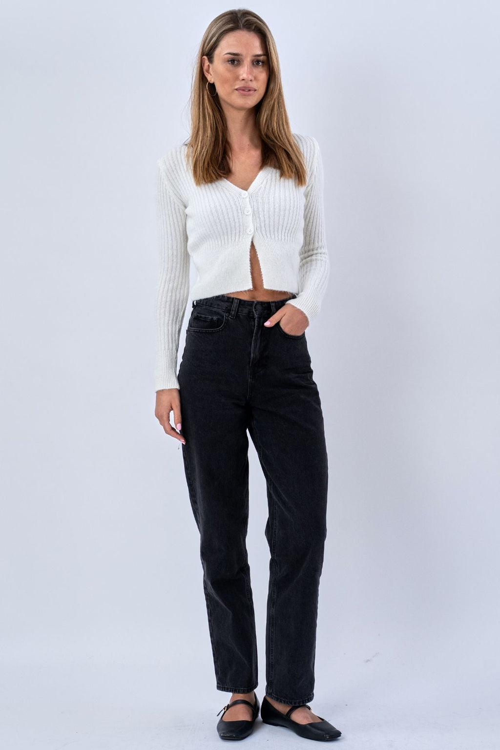 Nova Krawattenbluse gestrickt – Weiß