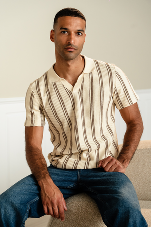 Streifenpullover - Sand