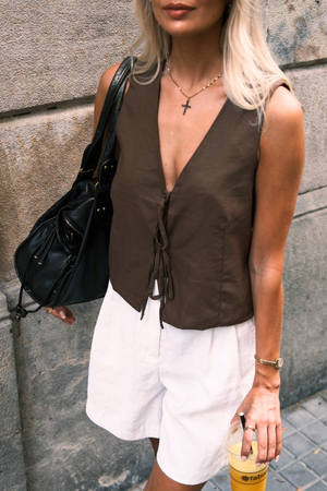 Leinenweste - Brown